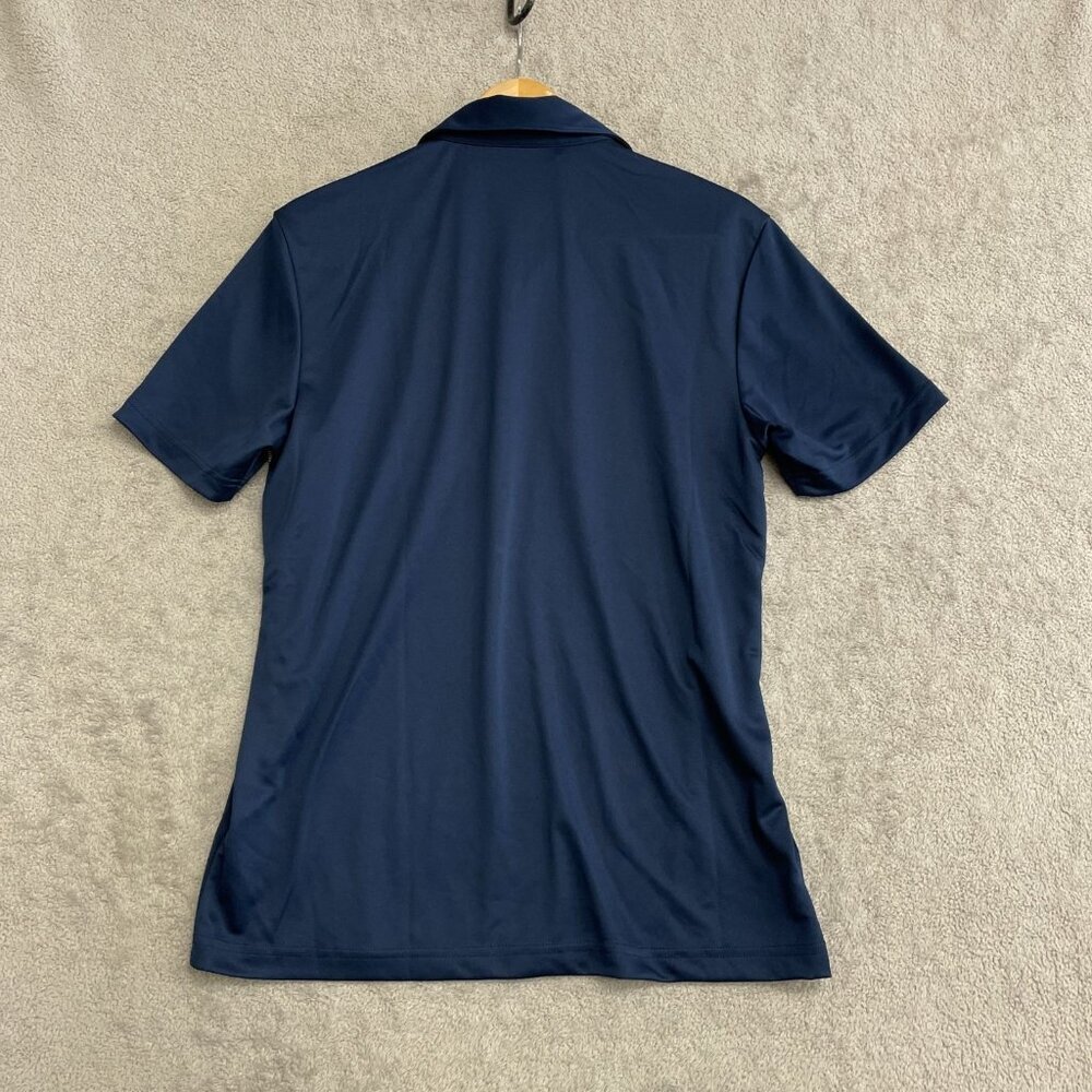 Adidas Men's M Golf Polo Shirt Navy Blue Striped Polyester Short Sleeve n1038 - Picture 5 of 9